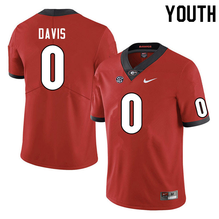 Youth #0 Rian Davis Georgia Bulldogs College Football Jerseys Sale-Red - Click Image to Close